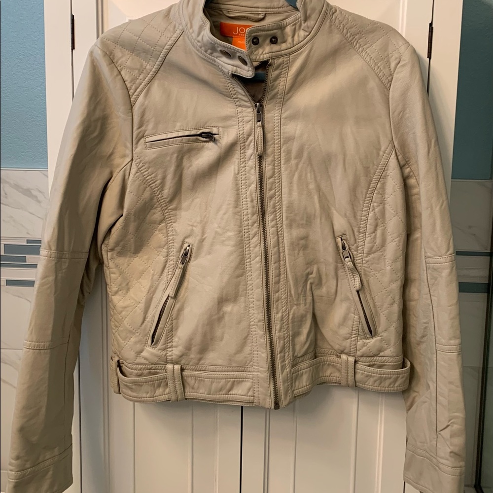 Cream color leather jacket